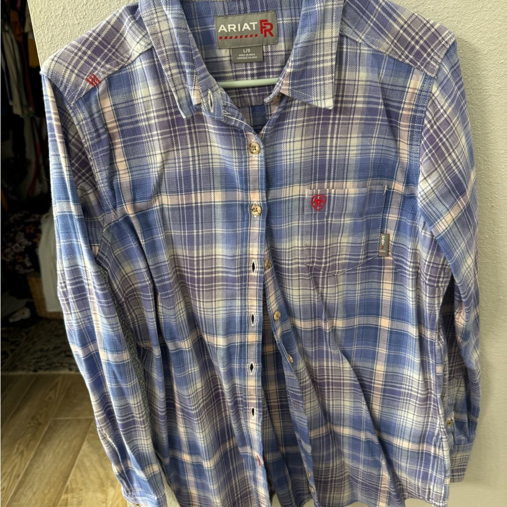 Ariat Women's Purple Plaid Button Down Shirt FR